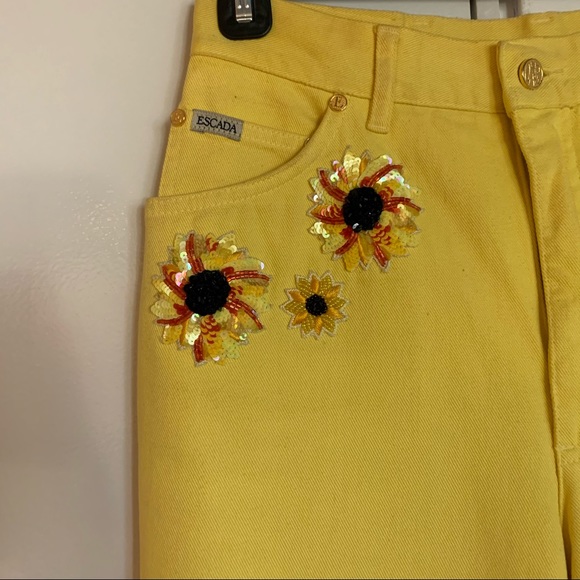 VINTAGE ESCADA YELLOW JEANS SIZE 34 - Picture 5 of 11